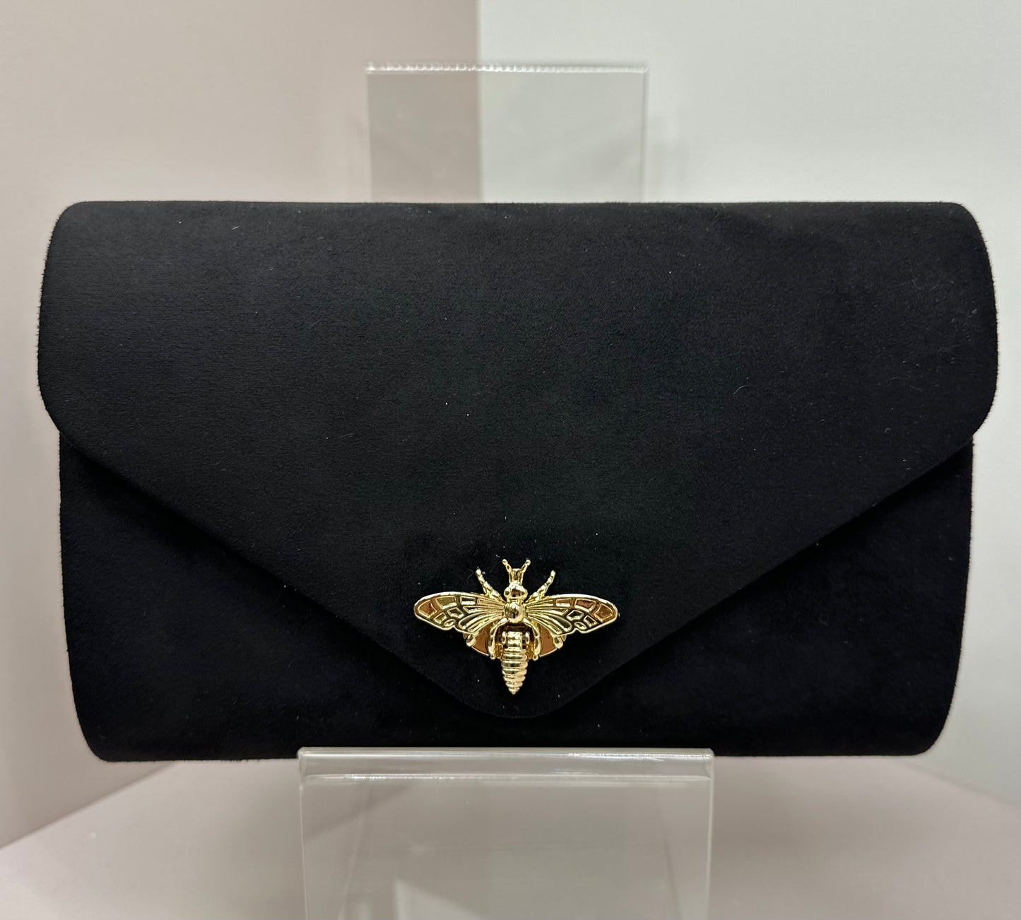 Black Bee Suede Clutch