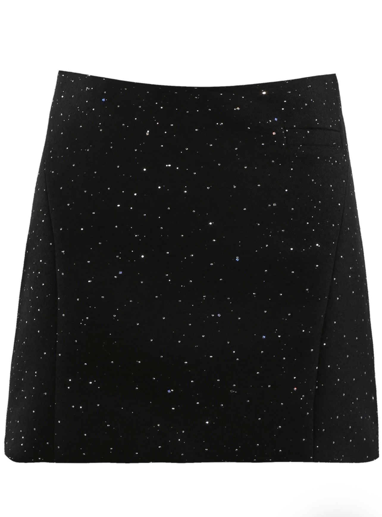 Black Glitter Embellished A-Line Skort