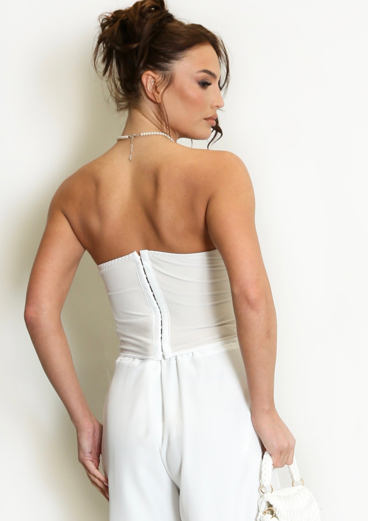 Nude Mesh Embroidered Corset Top