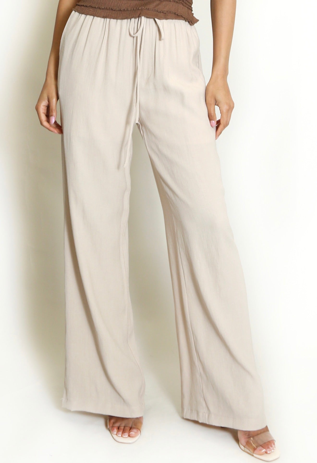 Cream Drawstring Trousers