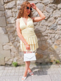 Lemon Polka Dot Frill Halter Neck Mini Dress