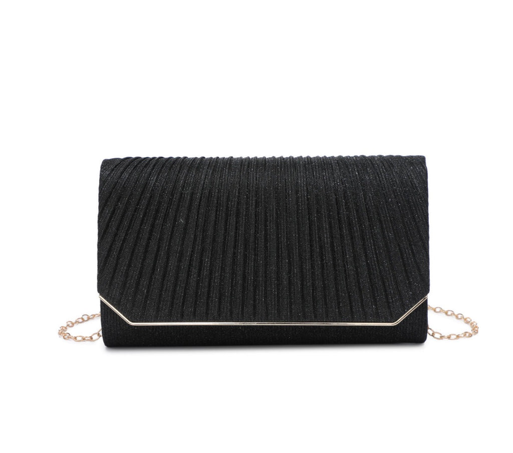 Metal Trim Along the Edge Glitter Clutch Bag