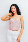 Pink Lace Detail Corset Top