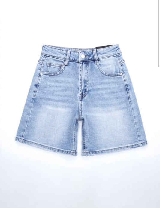 Washed Denim Shorts