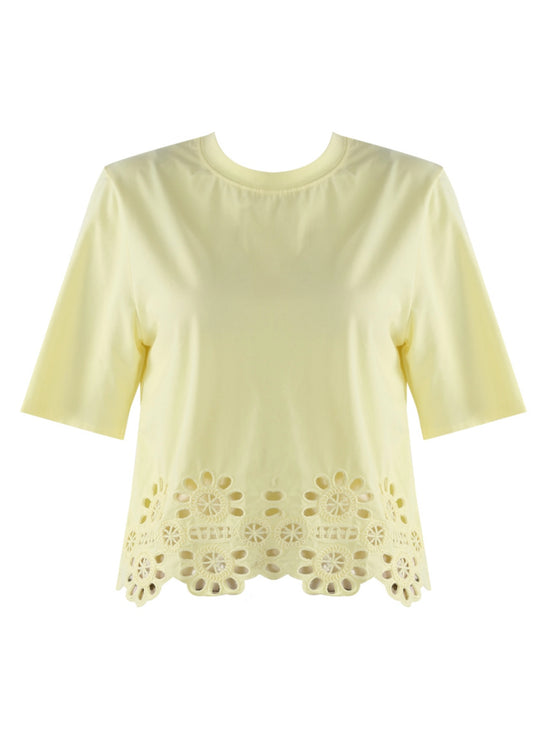 Lemon Broderie Anglaise Hem T-Shirt