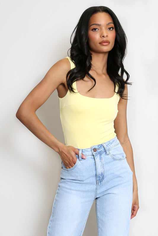 Lemon Square Neck Basic Bodysuit