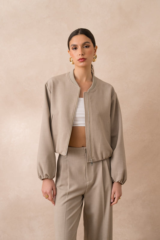 Taupe Classic Bomber Jacket