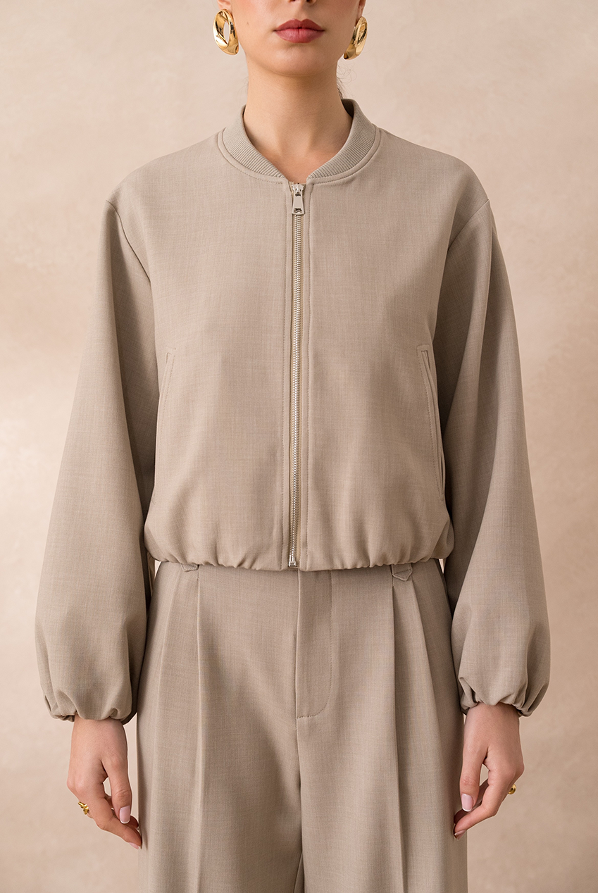 Taupe Classic Bomber Jacket