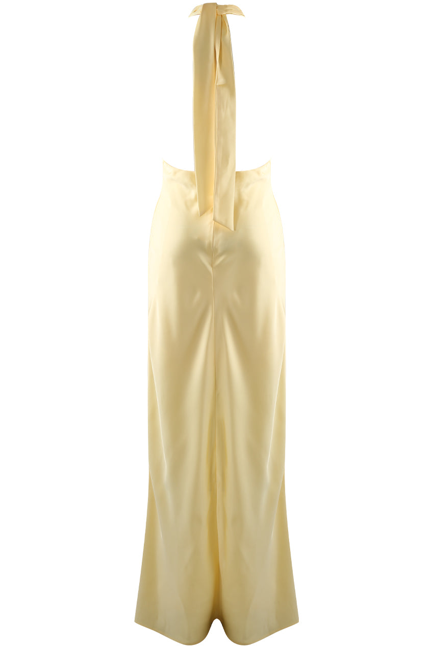 Yellow Halterneck Plunging Maxi