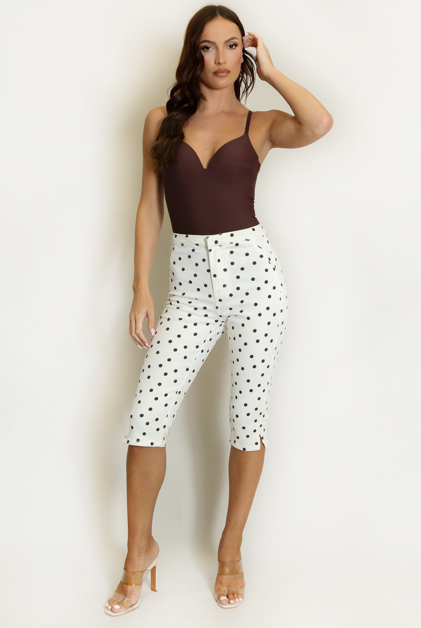 White Polka Dot Capri Jegging