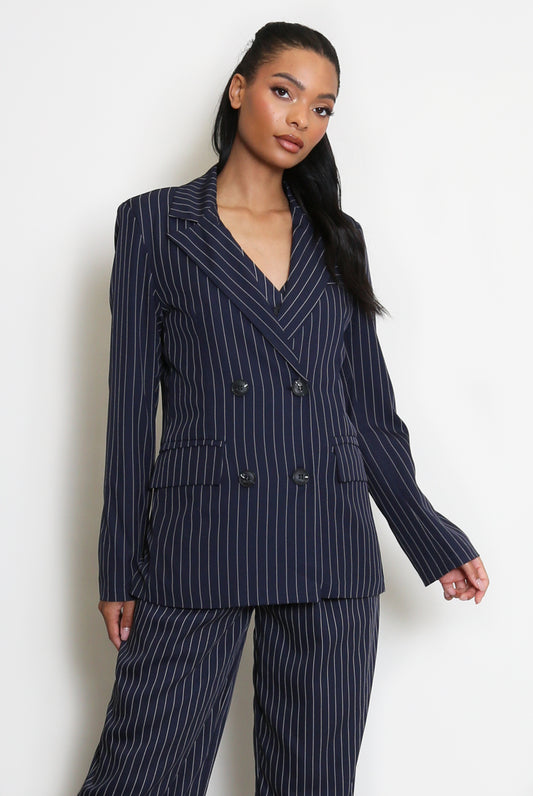 Pinstripe Double Breasted Blazer