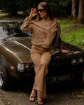 Camel Dear Print Denim Jacket