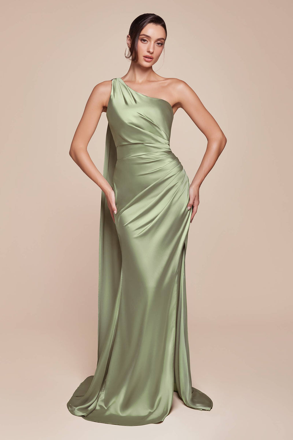 ONE SHOULDER LUXE SATIN FITTED GOWN
: Burgundy / 10