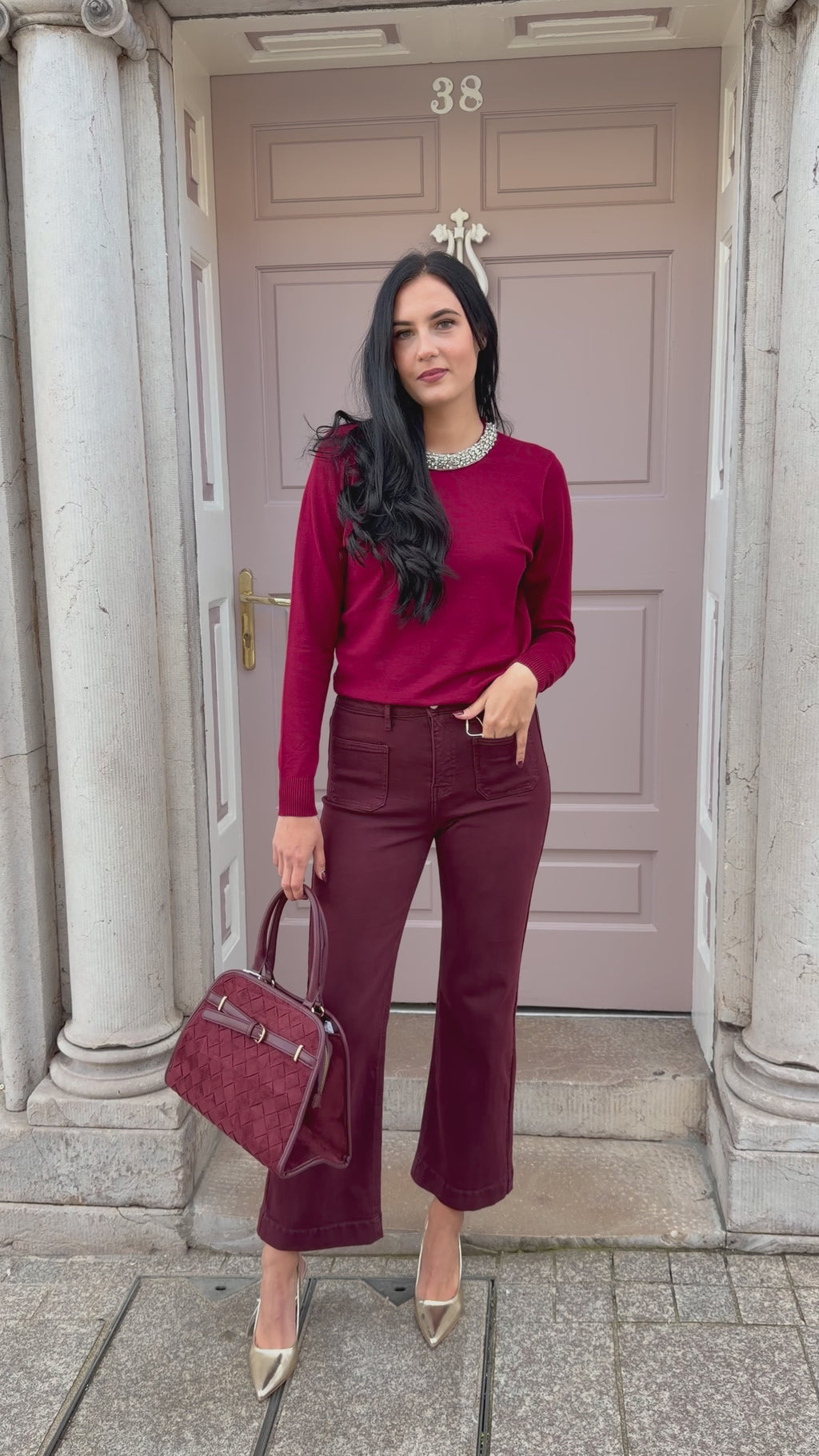 Burgundy Diamond Detail Jumper