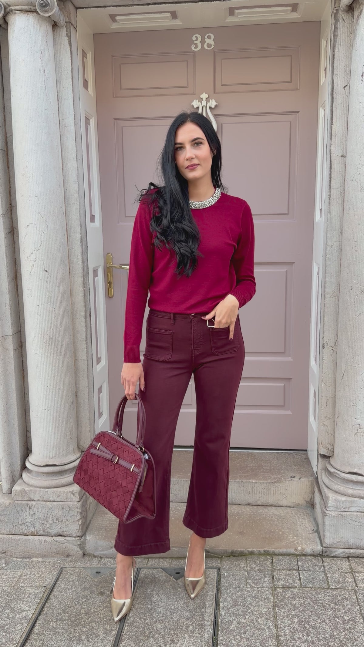 Burgundy Diamond Detail Jumper