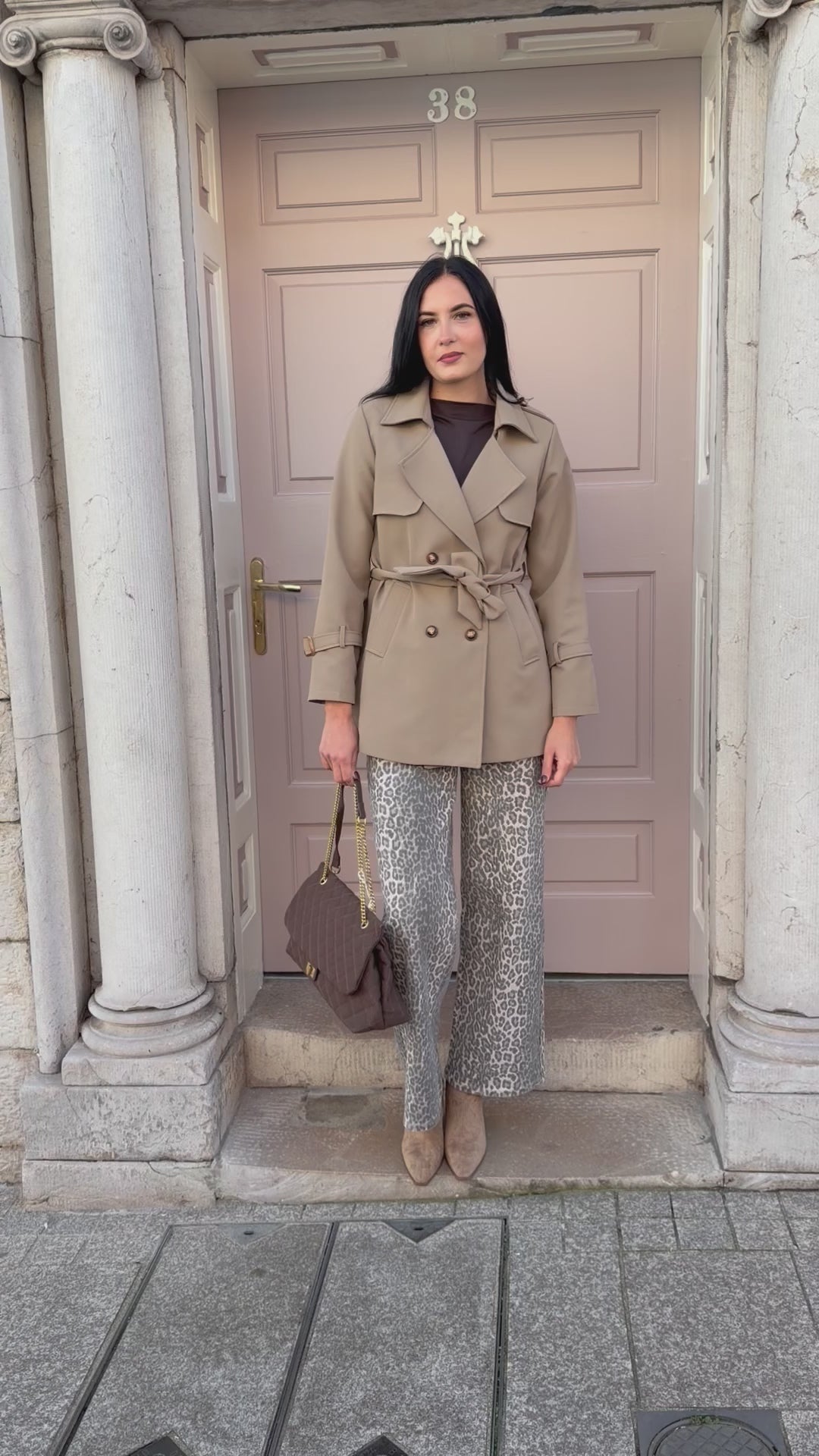 Camel Short Trench Coat With Belt